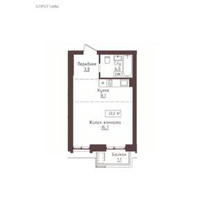 1-к квартира, вторичка, 33м2, 21/23 этаж