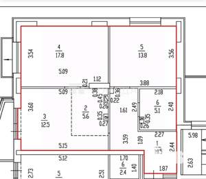 3-к квартира, вторичка, 65м2, 2/25 этаж