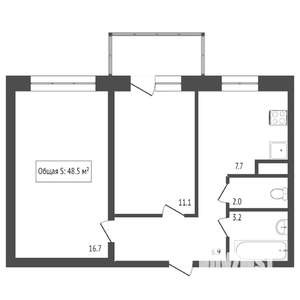 2-к квартира, вторичка, 49м2, 1/11 этаж