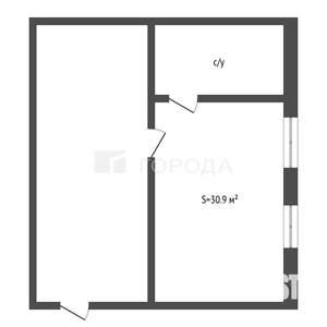 2-к квартира, вторичка, 31м2, 1/1 этаж