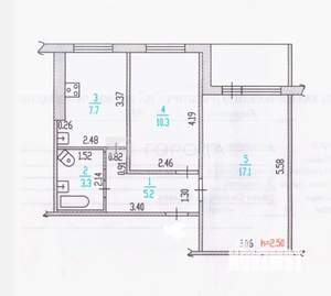 2-к квартира, вторичка, 44м2, 6/9 этаж