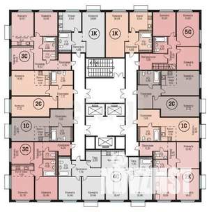 3-к квартира, строящийся дом, 55м2, 23/24 этаж