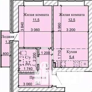 2-к квартира, строящийся дом, 41м2, 16/16 этаж