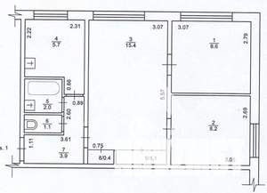 3-к квартира, вторичка, 47м2, 1/5 этаж
