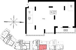 1-к квартира, вторичка, 130м2, 24/25 этаж