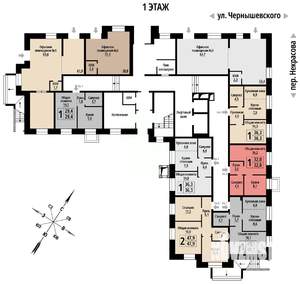 1-к квартира, строящийся дом, 32м2, 1/10 этаж