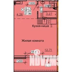 Студия квартира, строящийся дом, 28м2, 10/10 этаж