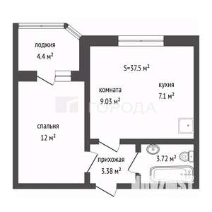 2-к квартира, вторичка, 38м2, 9/10 этаж