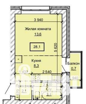 1-к квартира, вторичка, 28м2, 8/10 этаж