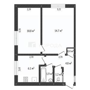 2-к квартира, вторичка, 45м2, 1/5 этаж