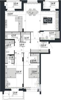 4-к квартира, строящийся дом, 130м2, 5/15 этаж