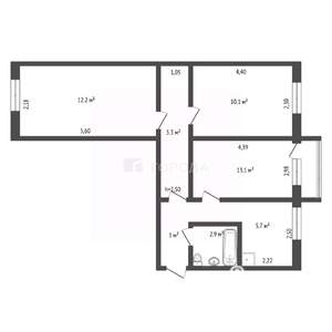 3-к квартира, вторичка, 54м2, 3/5 этаж