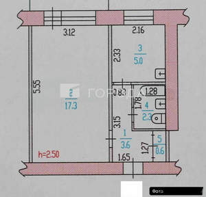 1-к квартира, вторичка, 29м2, 2/5 этаж