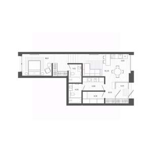 2-к квартира, строящийся дом, 65м2, 1/9 этаж