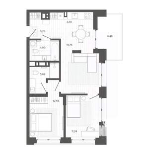 3-к квартира, строящийся дом, 69м2, 4/9 этаж