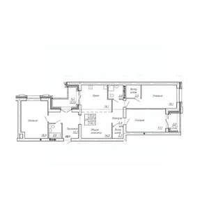 3-к квартира, строящийся дом, 116м2, 2/4 этаж