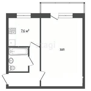 1-к квартира, вторичка, 30м2, 4/5 этаж