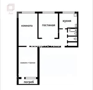 3-к квартира, вторичка, 60м2, 1/9 этаж