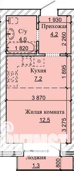 1-к квартира, строящийся дом, 29м2, 9/16 этаж