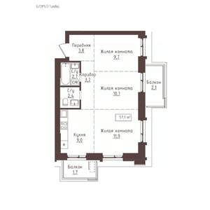 3-к квартира, вторичка, 57м2, 13/23 этаж