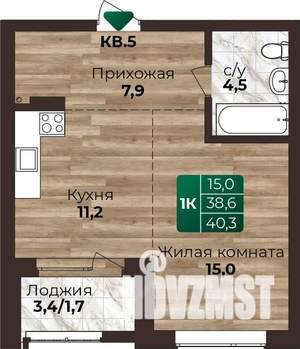 1-к квартира, строящийся дом, 40м2, 3/22 этаж