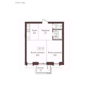 2-к квартира, вторичка, 46м2, 21/23 этаж