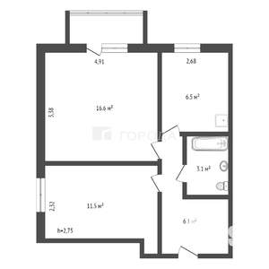 2-к квартира, вторичка, 44м2, 3/4 этаж