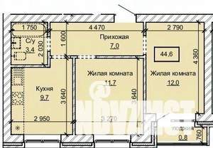2-к квартира, строящийся дом, 45м2, 1/10 этаж