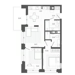 3-к квартира, вторичка, 69м2, 3/9 этаж