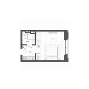 1-к квартира, строящийся дом, 26м2, 2/9 этаж