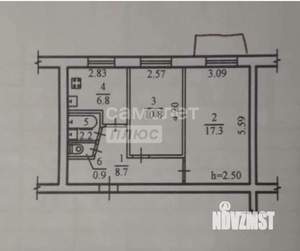 2-к квартира, вторичка, 44м2, 4/5 этаж