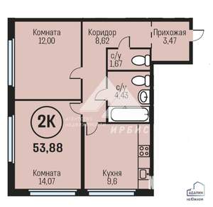 2-к квартира, вторичка, 54м2, 21/24 этаж