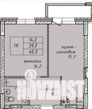 1-к квартира, строящийся дом, 40м2, 14/14 этаж