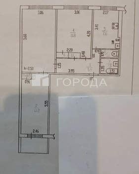 3-к квартира, вторичка, 60м2, 1/9 этаж