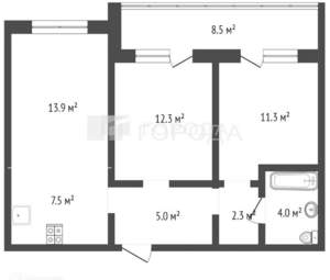 3-к квартира, вторичка, 65м2, 14/16 этаж