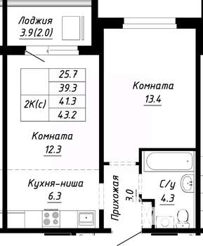 2-к квартира, вторичка, 41м2, 5/10 этаж