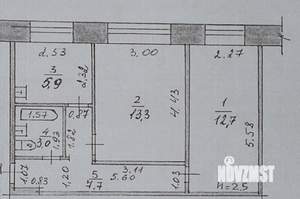2-к квартира, вторичка, 42м2, 1/5 этаж