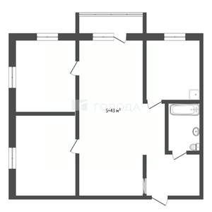 3-к квартира, вторичка, 43м2, 2/4 этаж