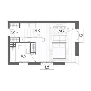 Студия квартира, строящийся дом, 42м2, 3/9 этаж