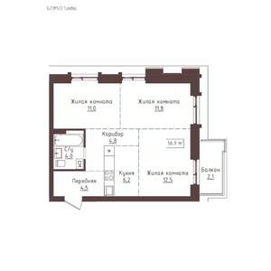 3-к квартира, вторичка, 57м2, 5/23 этаж