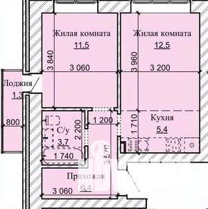 2-к квартира, строящийся дом, 41м2, 16/16 этаж