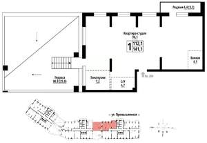 1-к квартира, строящийся дом, 141м2, 23/23 этаж