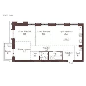 3-к квартира, вторичка, 92м2, 16/23 этаж