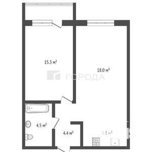 2-к квартира, вторичка, 48м2, 8/22 этаж