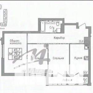 3-к квартира, вторичка, 80м2, 21/23 этаж