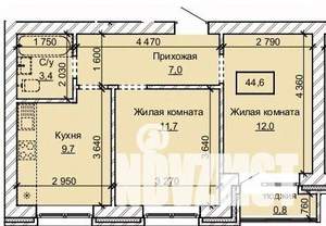 2-к квартира, вторичка, 45м2, 1/10 этаж