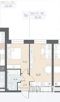 1-к квартира, вторичка, 35м2, 7/12 этаж