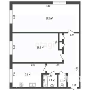 2-к квартира, вторичка, 47м2, 1/5 этаж