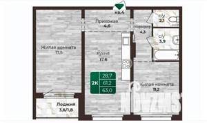 3-к квартира, вторичка, 63м2, 8/24 этаж