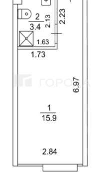 Студия квартира, вторичка, 19м2, 2/3 этаж